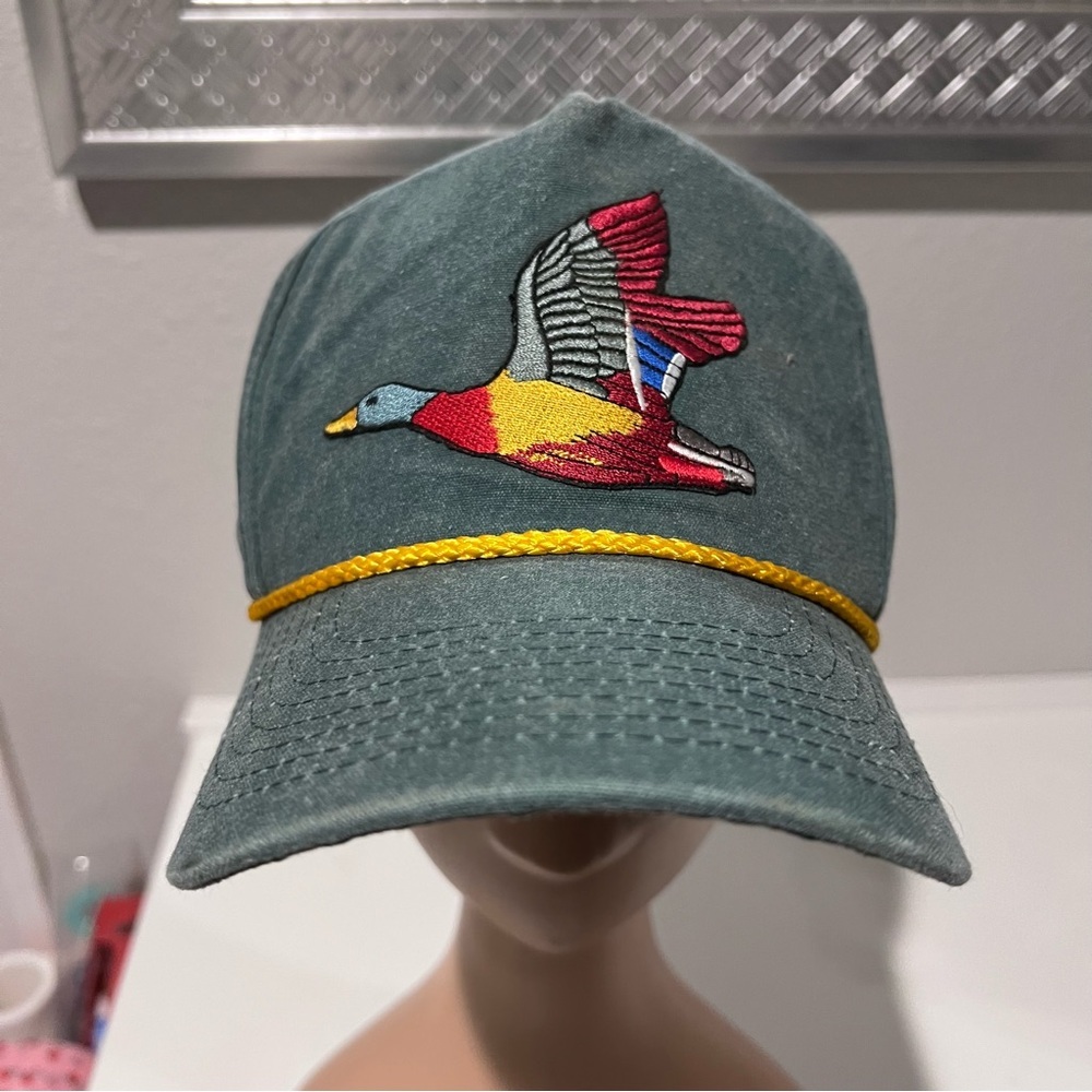 Vintage Cobra Mallard Duck Embroidered Rope SnapBack Hat Cap Hunt Camo Green